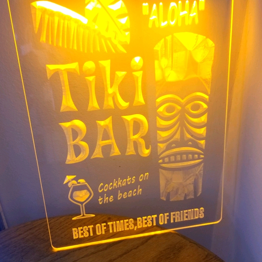 New tiki bar LED light sign 9x12 mancave basement